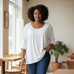 3X Women's White Top By Creation